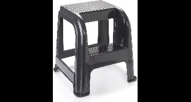 Plasticforte Opstapkrukje - 2 tredes - antraciet - kunststof - 44 x 42 x 45 cm - tot 120 kg - Opstapje - Trapje