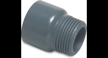 VDL Puntstuk PVC-U 32 mm x 1/2" lijmmof x buitendraad 10bar grijs type handgevormd