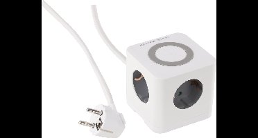 Q-Link stekkerdoos - cube - 3-voudig - randaarde - 2 x USB-A/1 x USB-C - 3 x 1.5 mm² - 1.5 m - wit/grijs