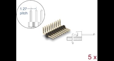 Delock Pin header 10 pin, pitch 1.27 mm, 1-row, angled, 5 pieces