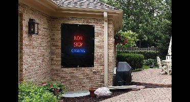 Tuinposter - Tuindoek - Tuinposters buiten - Tekst - Gaming - Non stop gaming - Neon - Zwart - 90x120 cm - Tuin