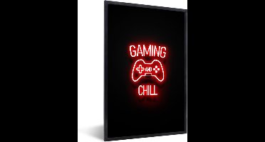 Game Poster - Gaming - Quotes - Gaming and chill - Neon - Rood - 60x90 cm