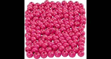 Houten Kralen, d 5 mm, gatgrootte 1,5 mm, ca. 150 stuk, roze, 150 stuk, 6 gr