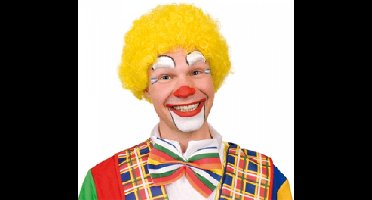 Pruik krullen clown geel