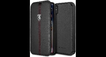 Ferrari Echt Lederen Book Hoesje Heritage Vertical Stripe voor iPhone X | XS
