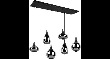 LED Hanglamp - Hangverlichting - Torna Artina - 6 Lichtpunten - E14 Fitting - Rechthoek - Mat Zwart - Metaal