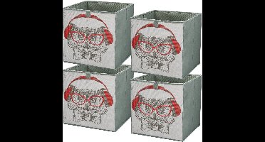 LAVITA® Opbergmand Textiel - 31x31x31 Uil 4 Stuks. - Opbergbox Kast Organizer Opbergdoos - Kastlade Verdeler Voor Kleding Ondergoed Badkamer Kledingkast - Vouwdoos Stoffen Doos Opbergdozen