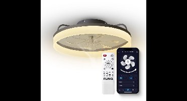 FlinQ AeroGlow Smart Plafondventilator met Verlichting - Ventilator voor aan het Plafond - Ideaal voor op de Slaapkamer - Bestuurbaar met App of Afstandsbediening