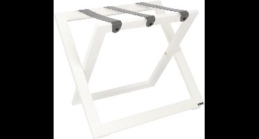 Kofferrek Roootz Compact | Wit beukenhout met Taupe Grijze Leren banden | Inklapbaar | Compact