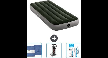 Intex Luchtbed - 1-Persoons - 76 x 191 x 25 cm - Groen - Inclusief Hoeslaken - Pomp en Reparatieset