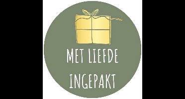 Met liefde ingepakt | Kadootje goud/olijfgroen | 250st. -Sticker-Etiket-