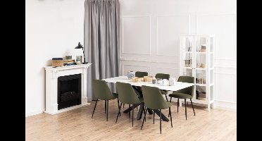 Giga Living Eetkamerstoel Ingel - Groen Stof - Zithoogte 48,5cm - Set van 4