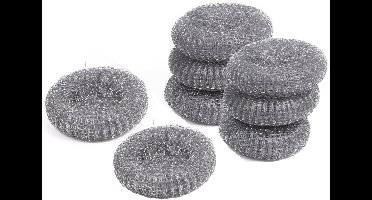 Benson Staalwol schuursponzen - 8x - grof - groot - grijs - voor pannen en meer