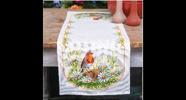 Vervaco - Perlaida loper kit - Margrieten en roodborstje - PN-0021791 - Borduren - Borduurpakket - Borduurpakket volwassenen - Borduurpakket kind