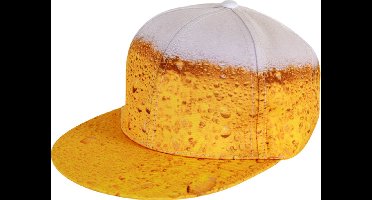 Bier pet - Petten - Snapback - Cap - Verkleedaccessoires - Verstelbaar - One-size - Wit/geel