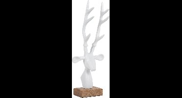 Present Time Ornament Reindeer Head - Wit - 14.5x6.5x34cm - Scandinavisch - Aluminium - Moederdag - Moederdag cadeautje - Moederdag cadeau voor mama
