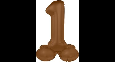 Folat - Staande folieballon Cijfer 1 Chocolate Brown - 72 cm