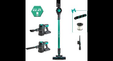 PRIMO PR509SV 3-in-1 Steelstofzuiger Draadloos - Stofzuiger zonder zak - Kruimelzuiger - Extra fluffybrush - Grijs/Groen