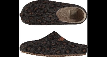 Apollo Dames instap slippers/pantoffels - luipaard print - beige - maat 39-40