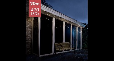 Kerstverlichting lichtgordijn Ijspegels - 490 warm wit LED lampjes - 20 meter - geschikt voor buiten