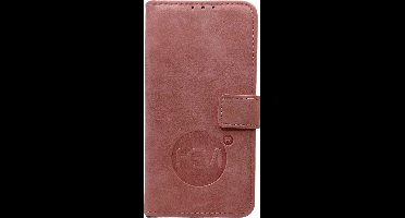 HEM leren Book Case - Geschikt voor iPhone 16 Pro - Hoesje met 3 pasjesuitsnedes - Portemonneehoesje - iPhone 16 Pro hoesje met pasjeshouder - Baby Roze
