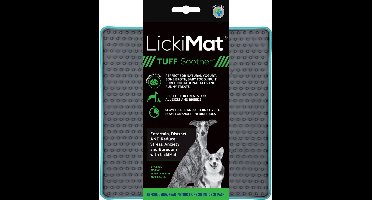 Lickimat Soother Tuff - Reducerende Stress Voermat 20x20 cm - Hondenvoerbak - Turquoise&Grijs
