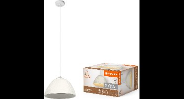 LEDVANCE hanglamp Decor Camel Bell wit van metaal en papier-maché, E27, 375 mm diameter, lampenkap van gerecycled materiaal, duurzaam dankzij vervangbare lichtbron, eenvoudig te installeren