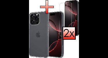 Hoesje - Met 2x Screenprotector - Geschikt voor Apple iPhone 16 Pro Max - Sterk & Shockproof - Back Cover - Siliconen Case - Telefoon Hoes - Transparant