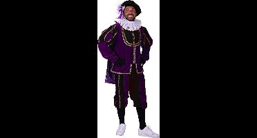 Roetpiet Deluxe "Tarragona", Paars-zwart Kostuum - XL