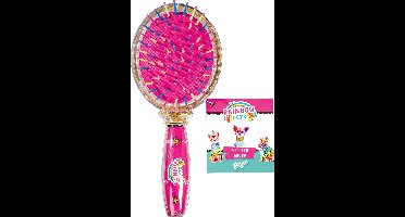 Totum Haarborstel Rainbow Pets - 21 X 8 X 4 Cm Roze/goud - met bewegende glitters - schoencadeau Sinterklaas