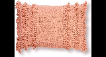 Dutch Decor FARA - Sierkussen 40x60 cm - 100% katoen - met franjes - Muted Clay - roze - Inclusief binnenkussen - Luxe kussens voor woonkamer & bank