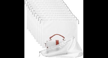 10 Stuks Stofzakken voor Handtassen en Portemonnees – Satijnen Opbergzak met Trekkoord voor Portemonnees, Handtassen en Schoenen (Wit 40X30CM)
