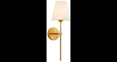 Moderne wandlampen - Wandlamp voor naast het bed in de slaapkamer - Wandverlichting met witte stoffen kap - Geschikt voor slaapkamer, woonkamer, gang en keuken - Goudkleurig