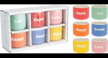 Home & Styling Espresso Mokken - Ø6x5cm - 60ml - Set van 6 stuks - Multi