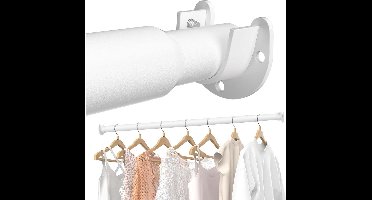 Verstelbare Telescopische Stang van 43 tot 103 cm - Verstelbare Kledingroede, Wit, Verstelbare Metalen Kledingroede voor Kast, Garderobe, Wasruimte en Badkamer