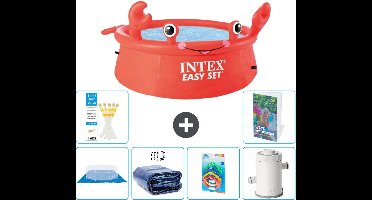 Intex Rond Opblaasbaar Easy Set Zwembad - 183 x 51 cm - Rood - Krab - Inclusief Grondzeil - Solarzeil - Speelgoed - Zwembadfilterpomp - 7-delig