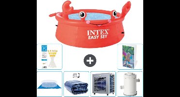 Intex Rond Opblaasbaar Easy Set Zwembad - 183 x 51 cm - Rood - Krab - Inclusief Grondzeil - Solarzeil - Warmtepomp - Zwembadfilterpomp - 7-delig