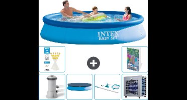 Intex Rond Opblaasbaar Easy Set Zwembad - 366 x 76 cm - Blauw - Inclusief Pomp Afdekzeil - Schoonmaakset - Warmtepomp - 7-delig