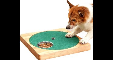 Verstelbare krabplank voor honden met 6 roestvrijstalen voerbakjes | Antislip houten krabmat voor nagels en poten voor stressvrije verzorging en langzame voeding