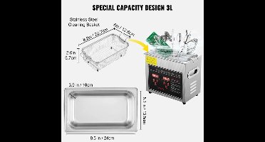Ultrasone Reiniger – Sieradenreiniger – Brillenreiniger – Horlogereinger – Bestekreiniger – 22 Liter Inhoud – 40 kHz Frequentie – RVS Reservoir