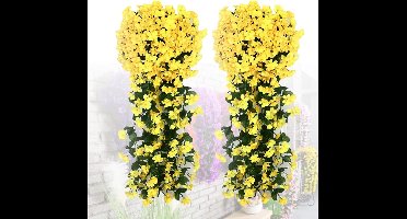 2 Stuks Kunsthangbloemen - Kunstmatige Hangende Bloemen, UV-Bestendige Nep Opknoping Trailing Muur Bloemmanden Kunstmatige Planten Voor Home Garden Yard Patio Wedding Outdoor Indoor Decor - 90 cm - Geel