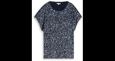 Tom Tailor - T-shirt in materiaalmix - Maat M - sky captain blue
