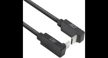 ACT USB 3.0 10Gbps 60W USB Type-C (haaks boven/beneden) naar USB Type-C (haaks boven/beneden) kabel, 0,5 meter AC7476
