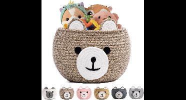 Katoenen opbergmand voor baby - Baby shower mand met handvatten - Opbergmand voor speelgoed in kinderkamer en speelkamer - Schattige dieren mand - Lichtbruin