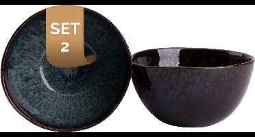 Palmer - Eccentric - Schaal - Kom - 2 stuks - 85 cl - ø 15 cm - Blauw - Stoneware - Bordenset