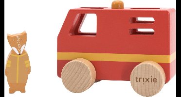 Trixie Houten Mini Brandweerwagen - Speelgoedvoertuig in Duurzaam Hout - Leuk voor Jongens en Meisjes - Met Mr. Fox