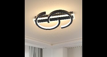 Moderne Dimbare LED Plafondlamp - 30 cm Zwart - 25 W - 3000 K - Minimalistische Dubbele Ringen - Ideaal voor Woonkamer, Slaapkamer en Kantoor