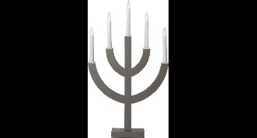 Star Trading Moderne kandelaar 'Anno' van grenenhout, 5-lichts, E10 kaarsen, donkergrijs, H 59cm