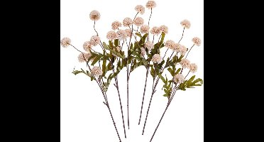 6 stuks Kunstzijde Pompon Bloemen - 52 cm Lange Realistische Paardenbloem - Voorjaarsdecoratie voor Binnen, Buiten & Bruiloft DIY (Beige wit)