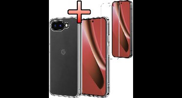 Hoesje - Met Screenprotector - Geschikt voor Google Pixel 10a - Sterk & Shockproof - Back Cover - Siliconen Case - Telefoon Hoes - Transparant